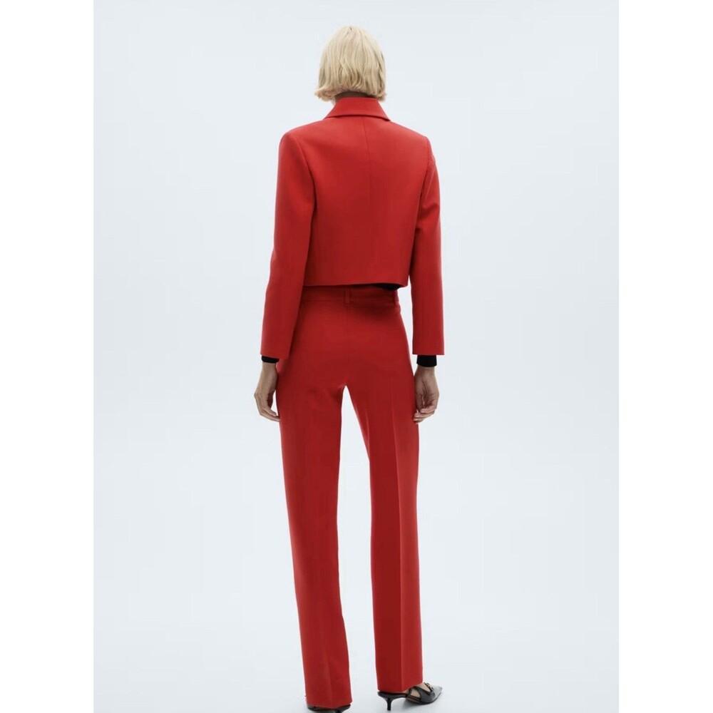 Mango Button Cropped Jacket Red Size XS EUC - Picture 3 of 9